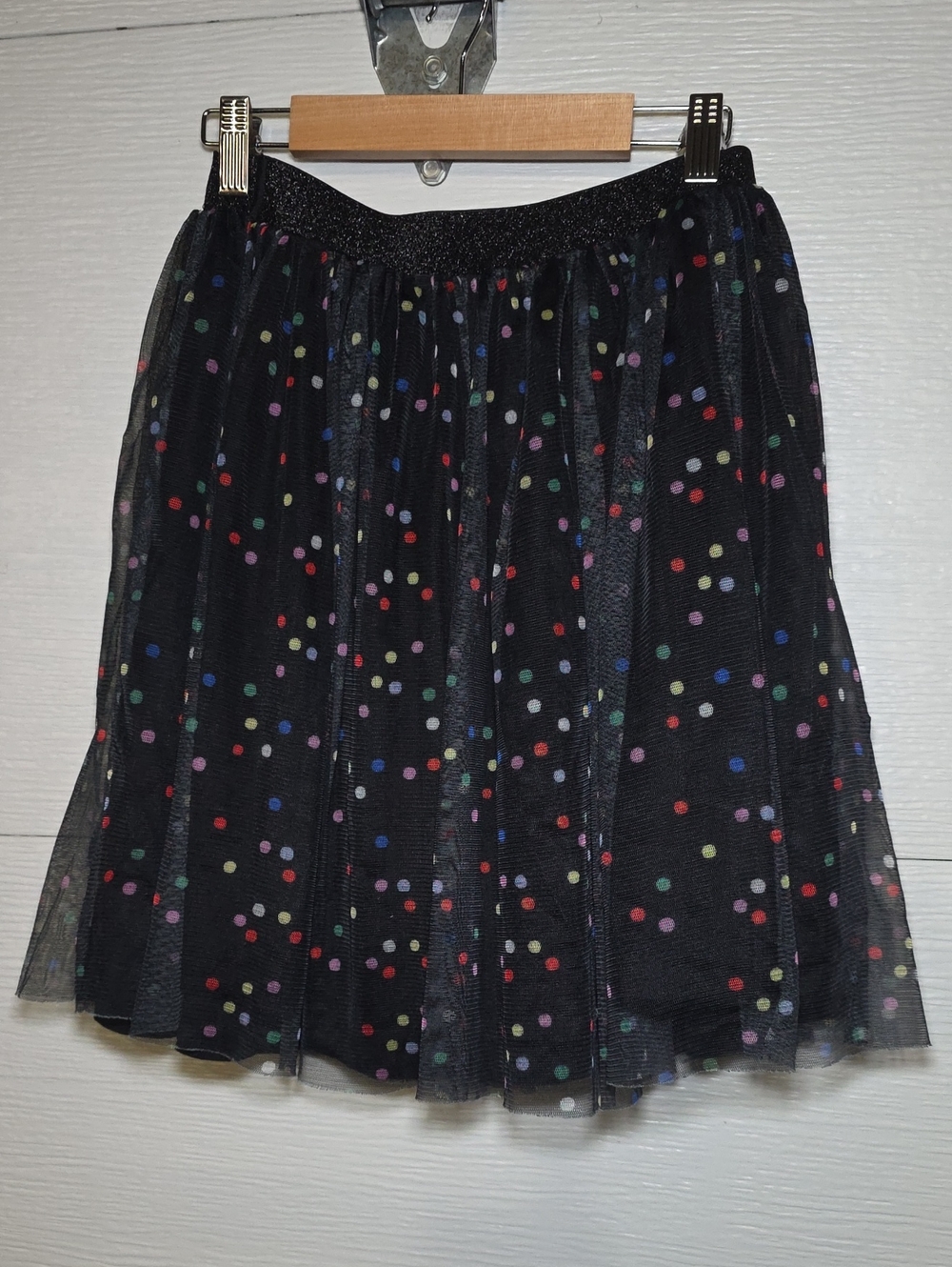 Hanna Andersson Black Tulle Skirt with Colorful Polka Dots